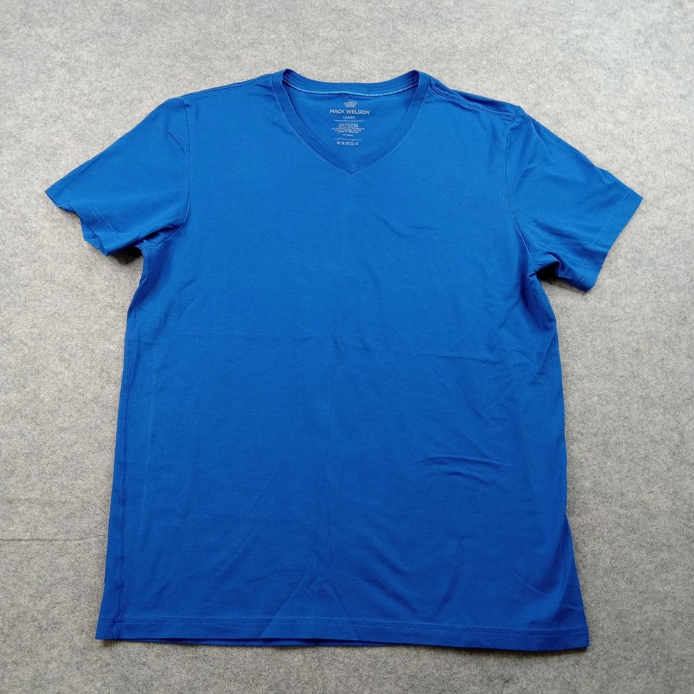 Mack Weldon Shirt Mens Large Blue Pima Cotton V Neck Tagless Soft Casual Tee